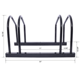 2 Bikes Floor Bike Stand Parking Rack Garage Storage Indoor/Outdoor 22-28" Wheel Max Tire Width 2.15" Black Painted