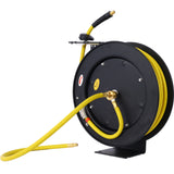 Air Hose Reel Retractable 3/8" Inch x 50' Foot SBR Rubber Max 300PSI Heavy Duty Industrial Steel Single Arm Construction