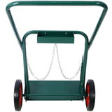 440lbs Capacity Cylinder Cart Welding Hand Truck Large Dual Oxygen Tank Dolly With 10-Inch Solid Rubber Wheels--Green