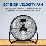 2 Pack Simple Deluxe 20 Inch 3-Speed High Velocity Heavy Duty Metal Industrial Floor Fans Quiet for Home Commercial Residential and Greenhouse Use Outdoor/Indoor Black