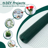 60M Large Size Galvanized Hexagonal Floral Green Chicken Wire Outdoor Anti-Rust Wire Poultry Netting for Garden Coop Wire Fencing Steel