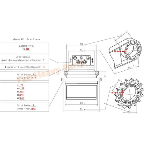 Il nuovo gruppo di trasmissione finale del motore da viaggio è adatto per Caterpillar 303.5C 303.5CCR 303.5D 303.5E 303.5ECR