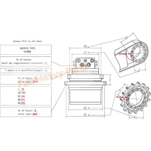 Nuevo conjunto de transmisión final del motor de viaje compatible con Caterpillar 303.5C 303.5CCR 303.5D 303.5E 303.5ECR