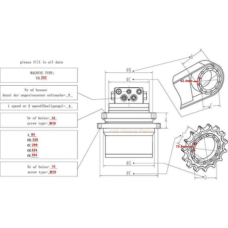 Travel Motor Assembly Final Drive 114-8222 1148222 151-9688 1519688 Fits for Caterpillar CAT Excavator 312 312C 312B