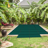 Ang Cover Safety ng Pool ay umaangkop sa 18x36ft Rectangular Ingground Winter Swimming Pool na may 4x8ft Center End Step Triple Stitched High Strength Mesh PP Mahusay na Rain Permeability Installation Hardware--Green Mesh