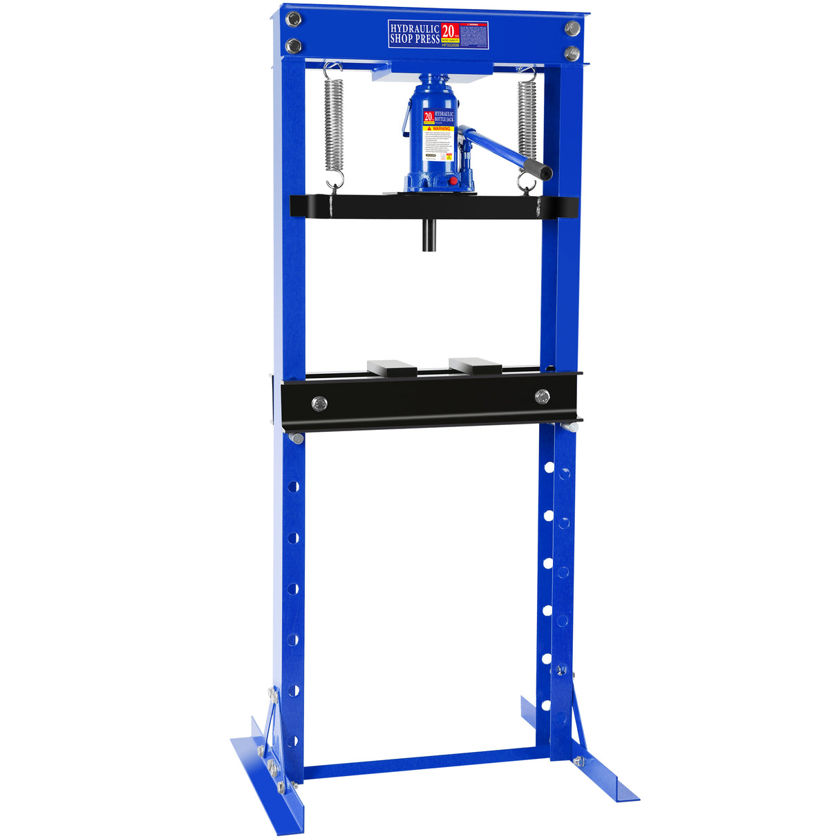 Hydraulic Shop Floor Press 20 Ton Steel H-Frame with Plates Adjustable Working Table Stand Jack for Gears and Bearings