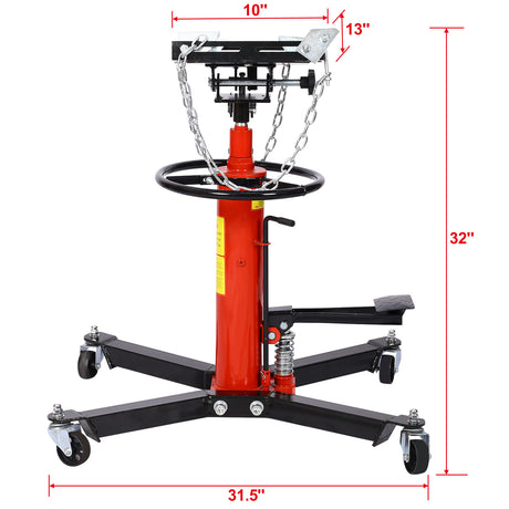 1660lbs Hydraulic Transmission Jack 2 Stage w/ 360° for Car Lift 0.75 Ton