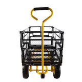 Wagon Cart Garden Trucks Transport Firewood Yellow Black Steel 600 lbs Capacity