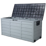 All Weather UV Pool Deck Box 250 lbs Capaciteit Opslag Schuurbak Achtertuin Patio Buiten met Wiel 75 Gallon Hars Deck Box-Organisatie en opslag voor meubelkussens Tuingereedschap en zwembadspeelgoed - Grijs