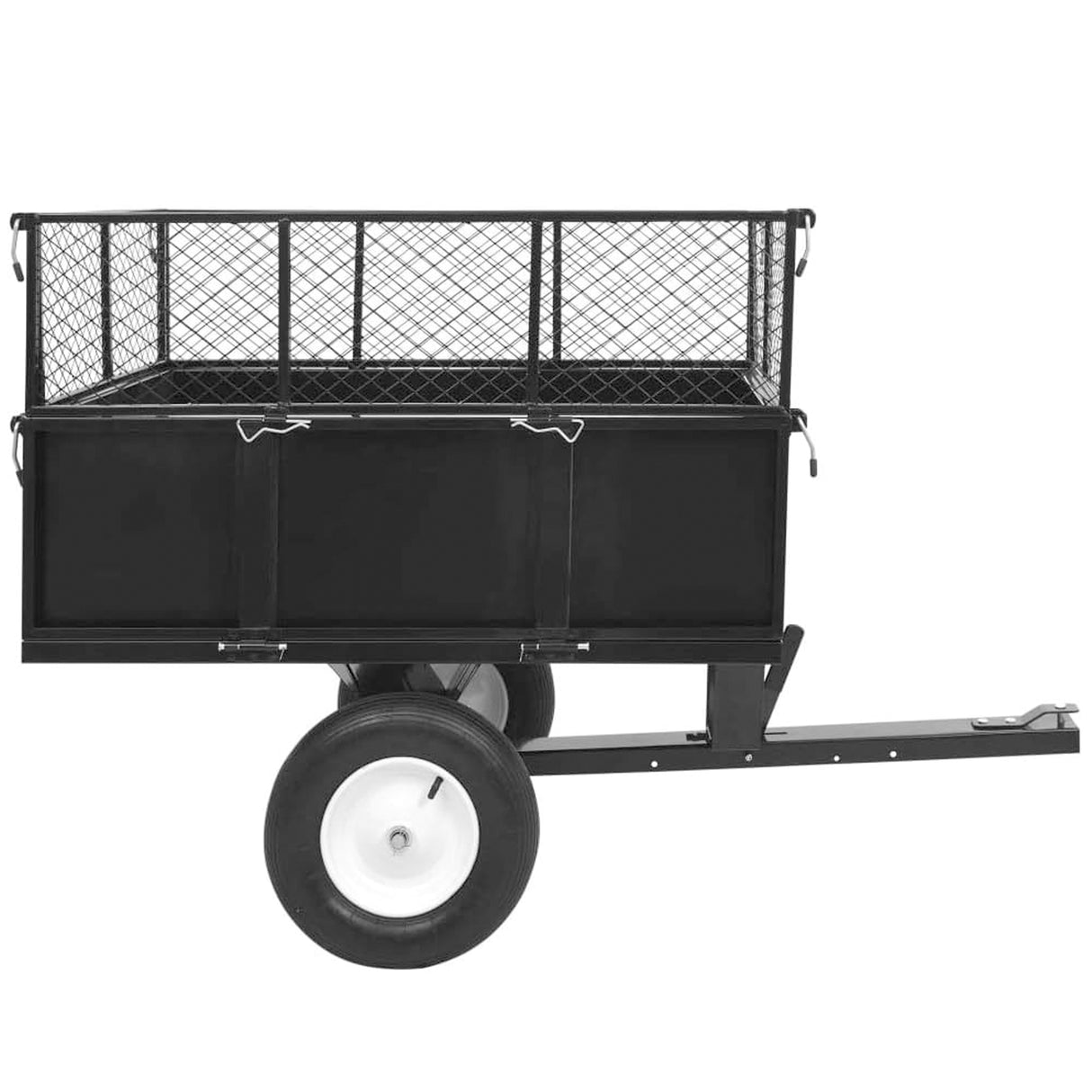 Remorque de tondeuse à gazon robuste, camion à benne basculante en acier, charge de 661,4 lb, utilitaire de jardin avec parois latérales amovibles pour le transport de tourbe de sol, matériaux de construction en acier