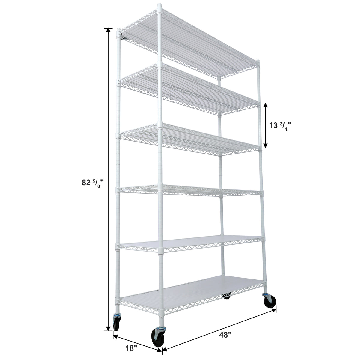 6 Tier 6000lbs Capacity NSF Metal Shelf Wire Shelving Unit Heavy Duty Adjustable Storage Rack na may Mga Gulong at Shelf Liner para sa Commercial Grade Utility Steel White 82"H x 48"L x 18"D