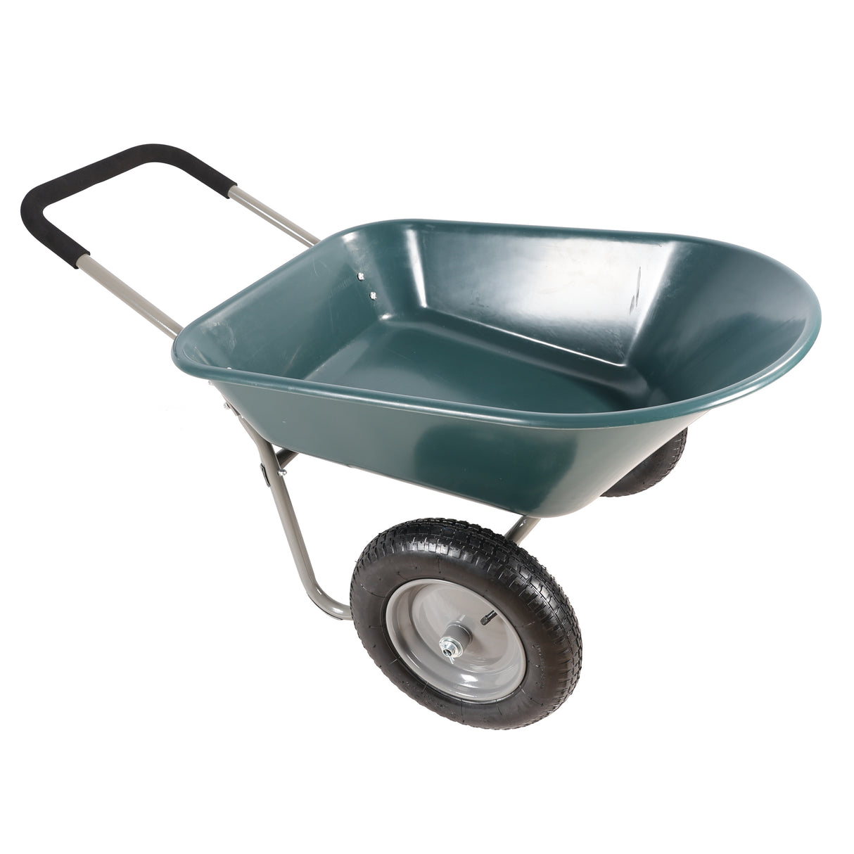 Wheel Barrow Two wheeled Trolley for Green Garden 15 inch Pneumatic 300 lbs Capacity