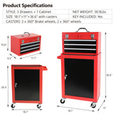 3-Drawer Rolling Tool Chest with Wheels Large Storage Cabinet and Adjustable Shelf Removable Portable Top Box with Locking System for Garage Warehouse