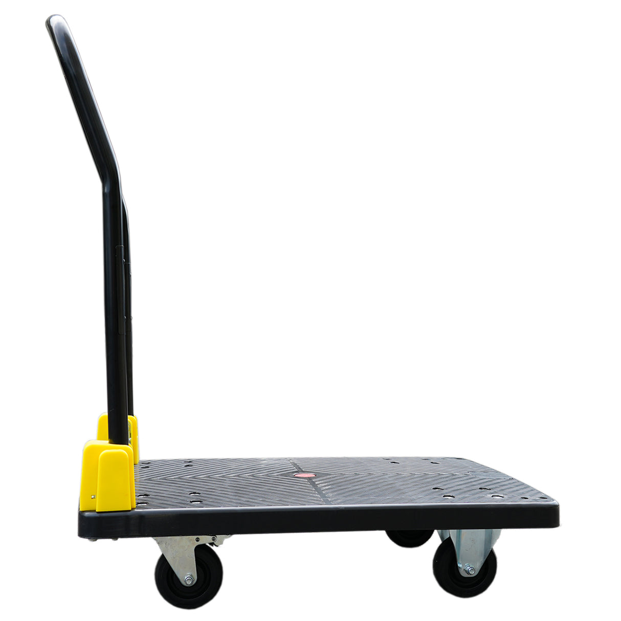 Natitiklop na Platform Push Hand Truck Cart 880 lbs. Kapasidad ng Timbang, 2 Swivel Brake Wheels--Black