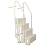 Escalera para piscina de 4 escalones, seguridad resistente para piscinas elevadas, sistema de entrada de escalera con pasamanos, 400 libras, color blanco