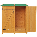 63.58"X 24.6"X 53.15" Wooden Shed Natural para sa Hardin sa Likod ng Bahay Malaking Tool Storage Flat Roof Room