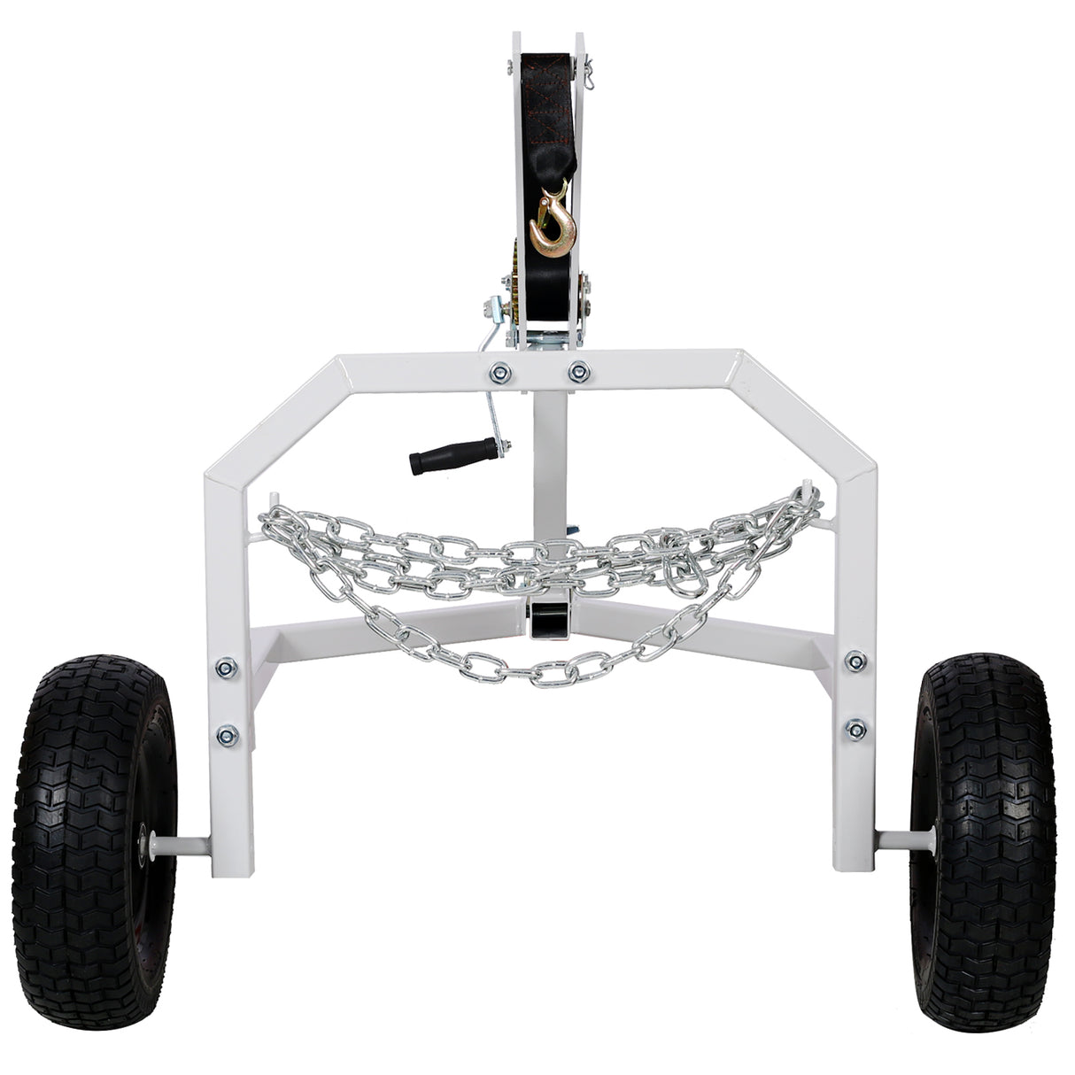 Soporte y arco de arrastre de troncos para ATV de 1000 lb. Capacidad 24 pulgadas de diámetro. Blanco Crema