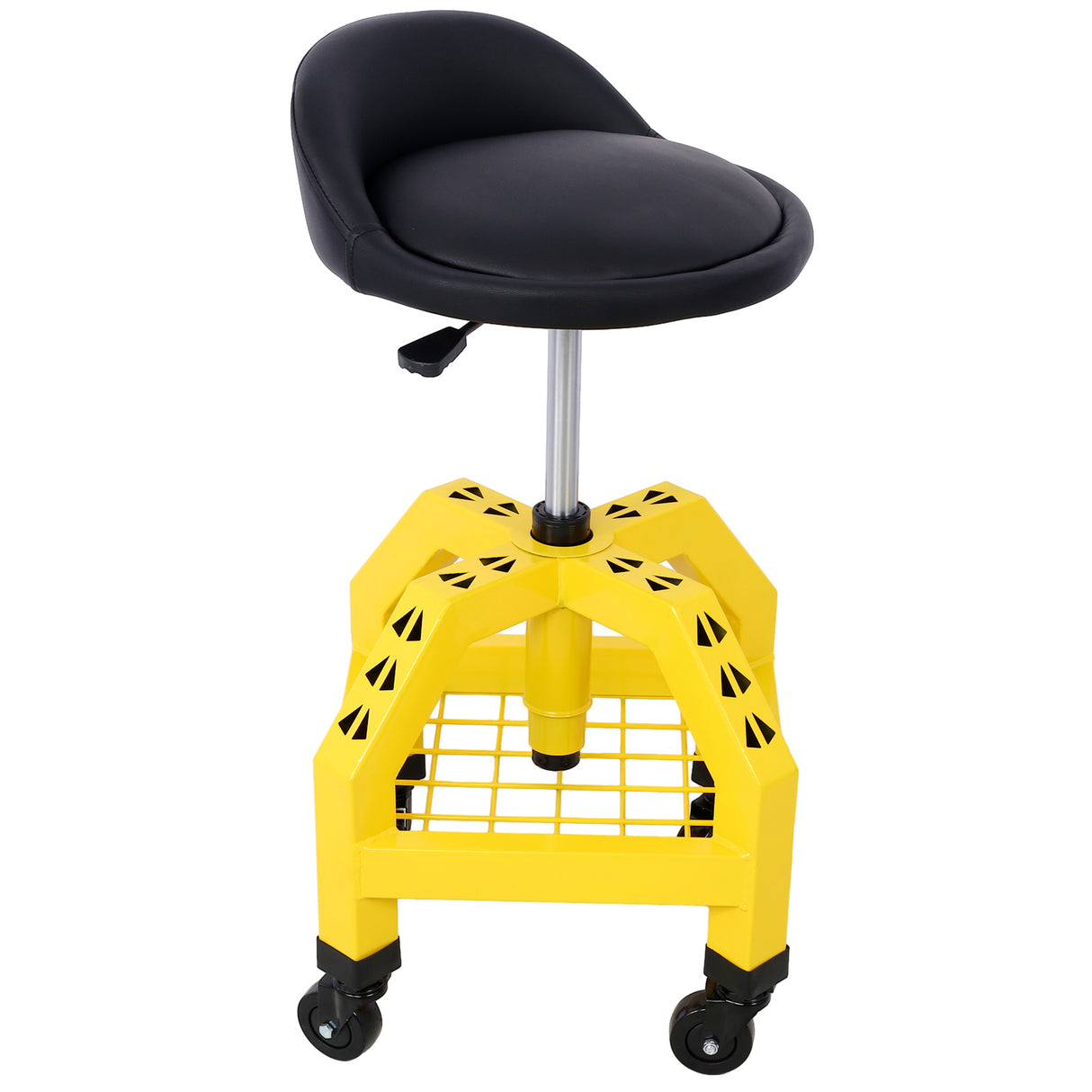 Pneumatic 360 Degree Swivel Stool Mechanics Rolling Creeper Seat Heavy Duty Shop with Casters Yellow 300 lbs Capacity