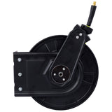 Retractable Air Hose Reel With 3/8" Inch x 50' Ft Heavy Duty Steel Auto Rewind Pneumatic Industrial Grade Rubber 300 PSI--Black