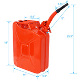 3 Pcs/Set 20 Liter (5 Gallon) Jerry Fuel Can with Flexible Spout Portable Tank Steel Gasoline Cars Trucks Equipment Red