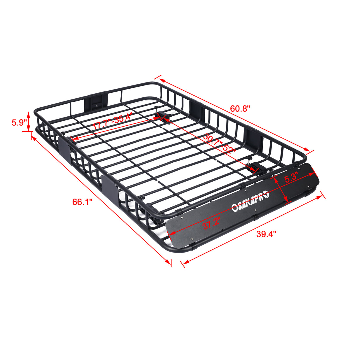 Rooftop Cargo Carrier BasketMotoring Roof RackTop Mount Rack 64 150 lbs Capacity Steel--Black