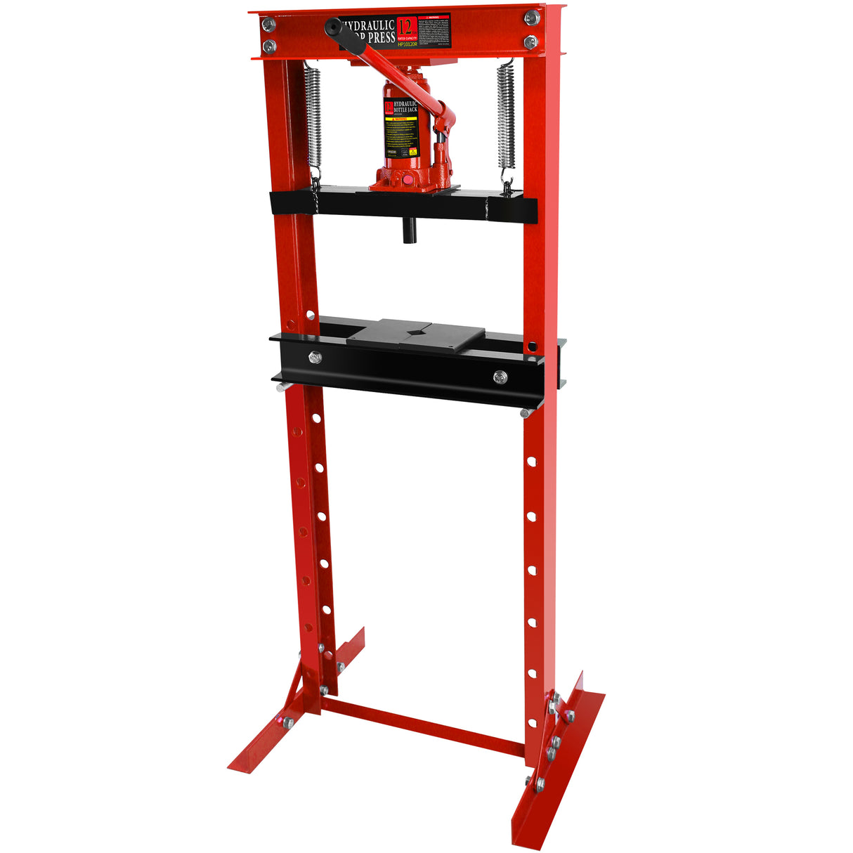 12 Ton Hydraulic Shop Floor Press Steel H-Frame na may mga Plate Adjustable Working Table Stand Jack para sa mga Gear at Bearing