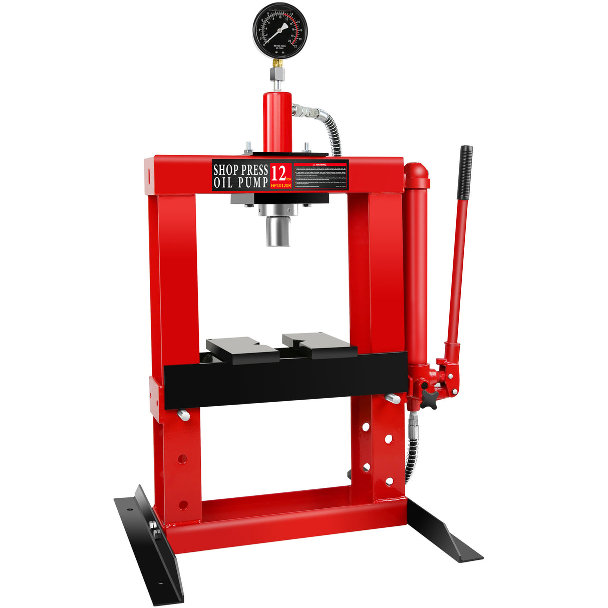 12-Ton Adjustable Benchtop Hydraulic Shop Press para sa Garage na may Stamping Plate at Pressure Manual Hand Pump