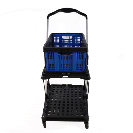 Folding Service Cart with Wheels Double-Decker For Shopping Library Office Warehouse Moving