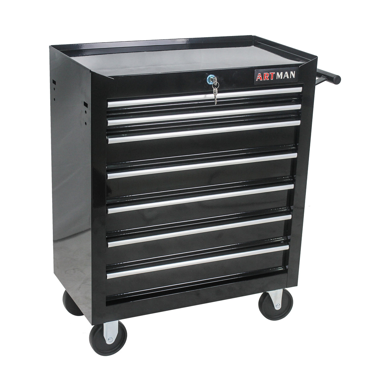 7 Drawers Multifunctional Tool Cart with Wheels Black