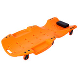 Creeper en plastique de 48 pouces, corps ergonomique moulé par soufflage en PEHD avec appui-tête rembourré et deux plateaux à outils, capacité de 440 lb, Orange