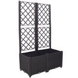 31.5" x 15.7" x 53.5" Poly Rattan Trellis Raised Bed na may Drainage Plug 2 Matatanggal na Pot na may Malaking Flower Box na Built-in na Suporta para sa Pag-akyat ng mga Halaman sa Outdoor Patio Garden Dekorasyon--Brown