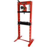 Steel H-Frame Hydraulic Garage/Shop Floor Press with Stamping Plates Pressure Gauge 12 Ton (24,000 lb) Capacity Red