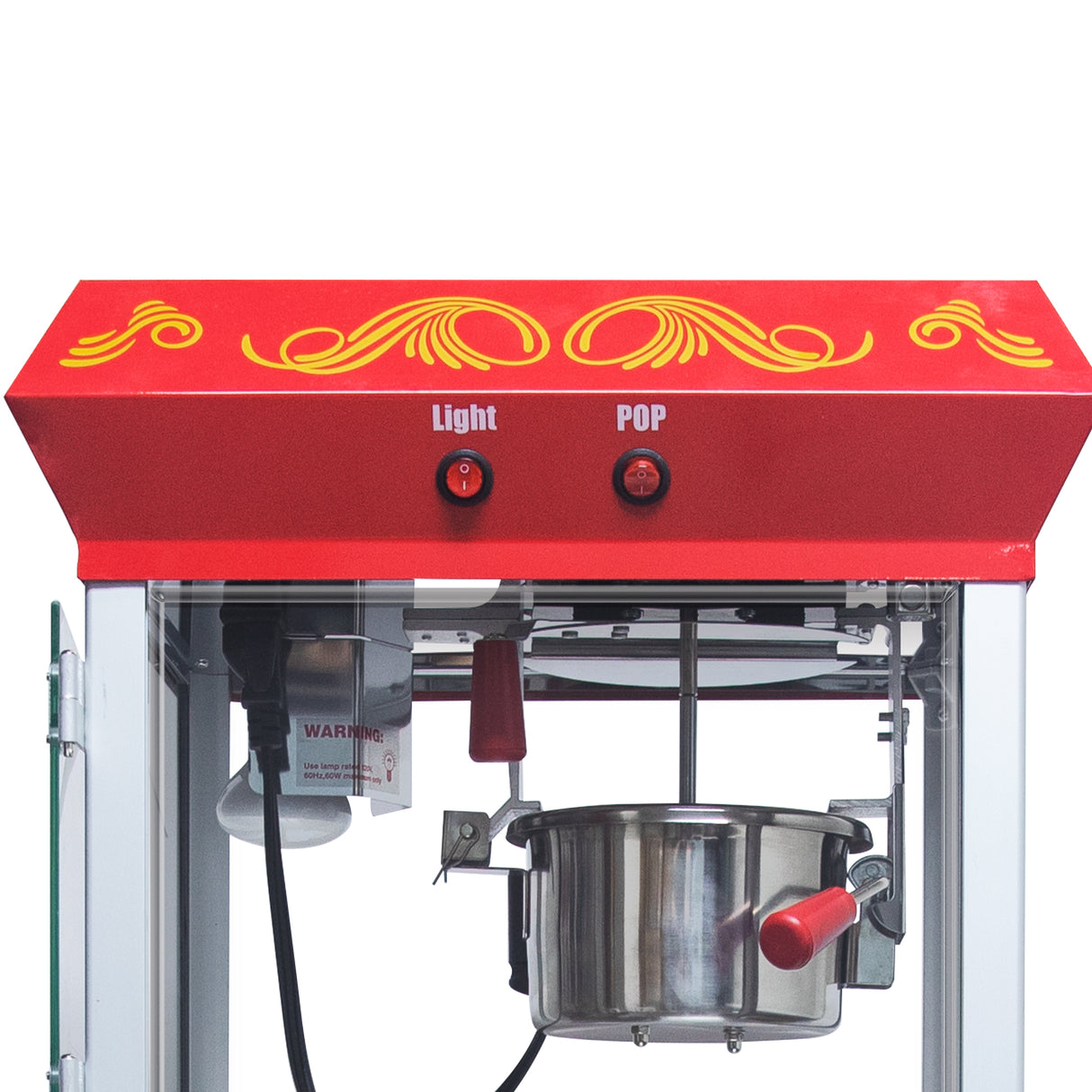 Popcorn Machine with Cart 8oz Popper with Stainless-Steel Kettle Heated Warming Deck and Old Maids Drawer Red