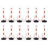 12 Pack Traffic Delineator Post Cones with Fillable Base Adjustable Safety Barrier with 5Ft Plastic Chain Outdoor and Indoor Crowd Control Stanchion for Control and Warning--White+Red