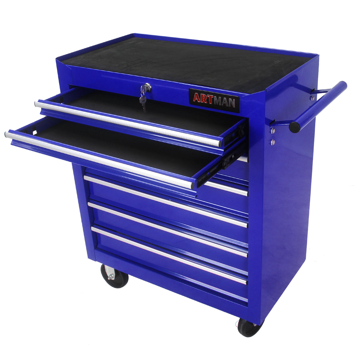 7 Drawers Multifunctional Tool Cart with Wheels Blue