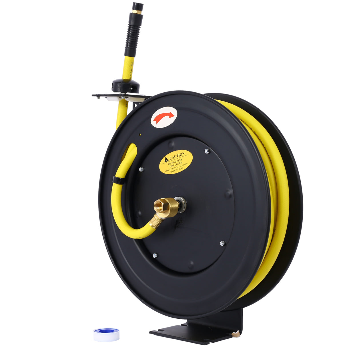 Retractable Air Hose Reel 1/2" Inch x 50' Ft Auto Rewind Heavy Duty Steel Air Industrial Grade Rubber