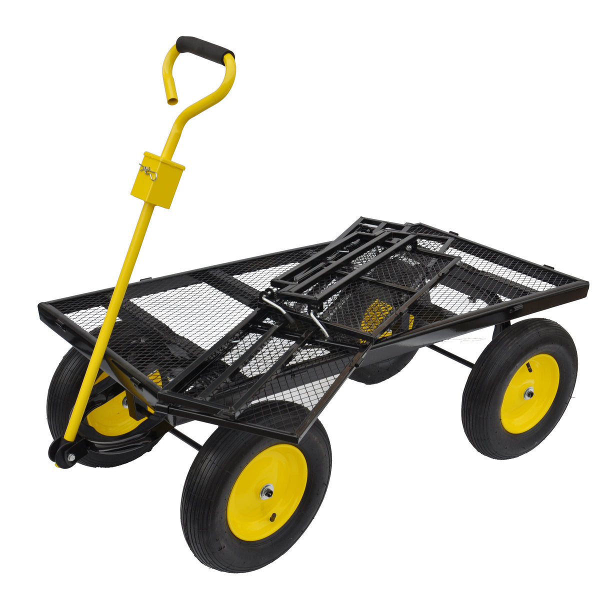 Big Wagon Cart Garden Trucks Transport Firewood 1100 lbs Capacity Steel Yellow Black