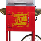 Popcorn Machine with Cart 8oz Popper with Stainless-Steel Kettle Heated Warming Deck and Old Maids Drawer Red