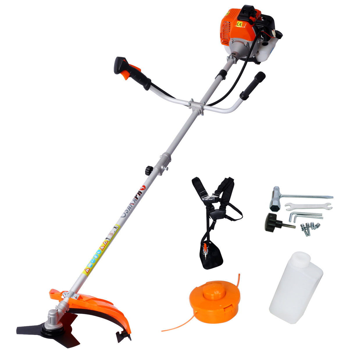 52cc Weed Eater/Wacker Gas Powered 2 in 1 String Trimme na may 10'' Brush Cutter Rubber Handle at Shoulder Strap