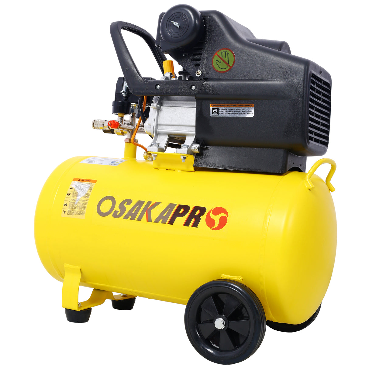 4.5HP Portable 13 Gallons Oil-Lubricated Air Compressor Tank Ultra Quiet Horizontal Adjustable Pressure with Built-in Wheel Yellow