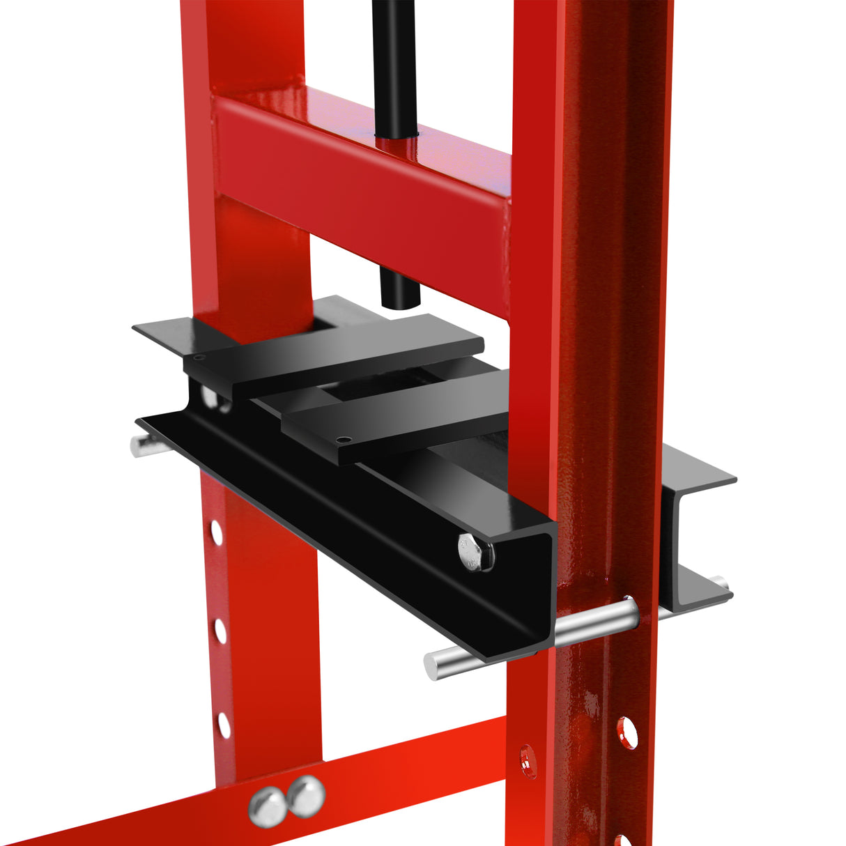 6 Ton Hydraulic Shop Floor Press with Pressure Gauge Steel H-Frame Shop Press with Steel Plates Adjustable Working Table-Red