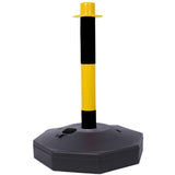 12 Pack Traffic Delineator Post Cones with Fillable Base Adjustable Safety Barrier with 5Ft Plastic Chain Outdoor and Indoor Crowd Control Stanchion for Control and Warning--Yellow+Black