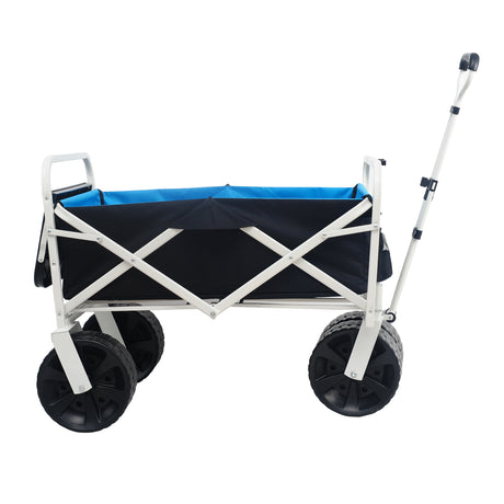 Chariot pliant de jardin, de courses, de plage, blanc, noir, bleu