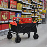 Mini Folding Wagon Garden Shopping Beach Cart Black Yellow