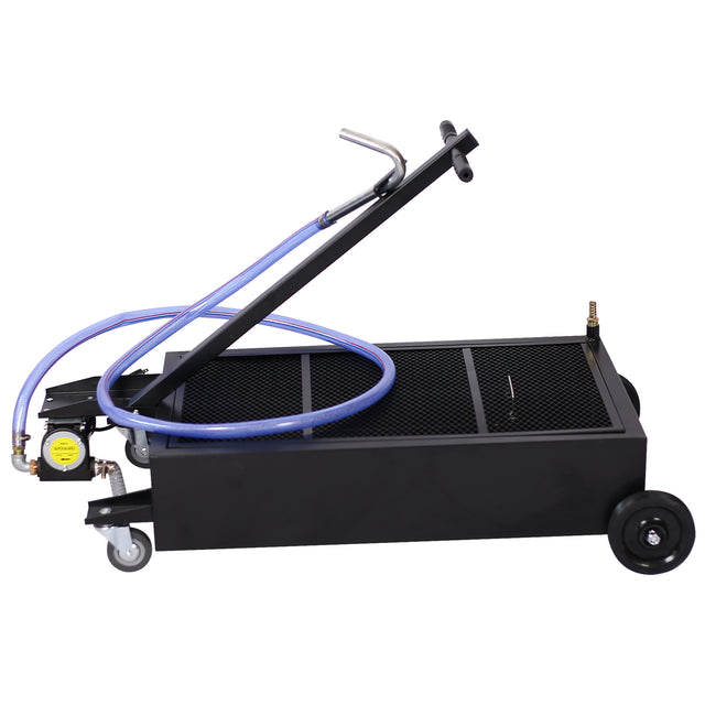 25 Gallon Low Profile Oil Drain Pan with Electric Pump--Black