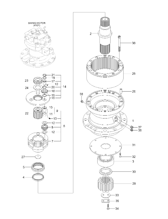 Swing Reduction 31QB-10141 31QB10141 Fits For Hyundai R480LC-9 R520LC-9