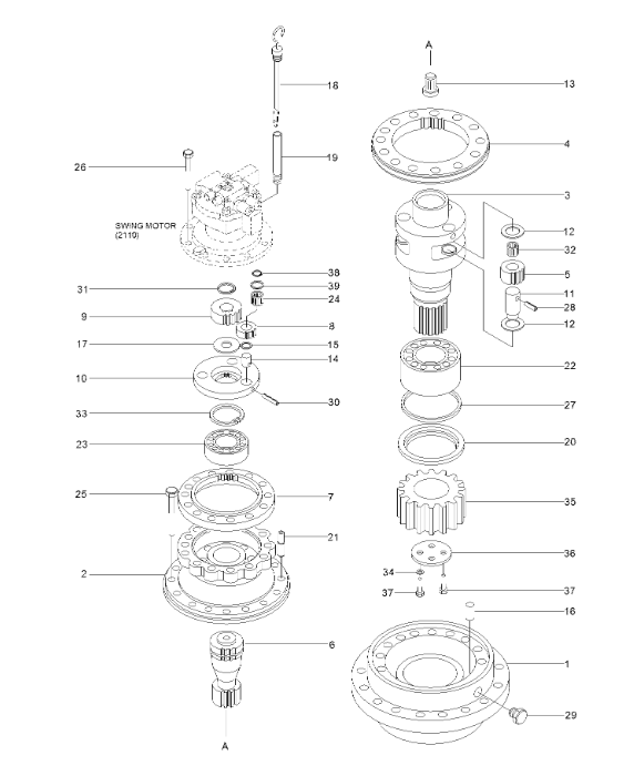 Swing Reduction 31E9-01050 31E9-01051 Fits For Hyundai R290LC-3 R290LC-7 R290LC3H R290LC7