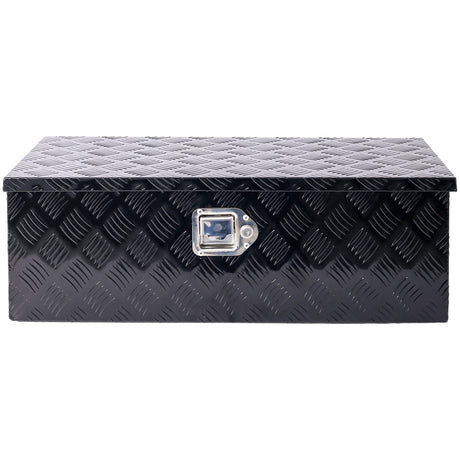 Caja de herramientas de aluminio de 30 pulgadas, caja de camión resistente, almacenamiento para camioneta y remolque al aire libre, organizador para RV, parte inferior con llaves de bloqueo, color negro