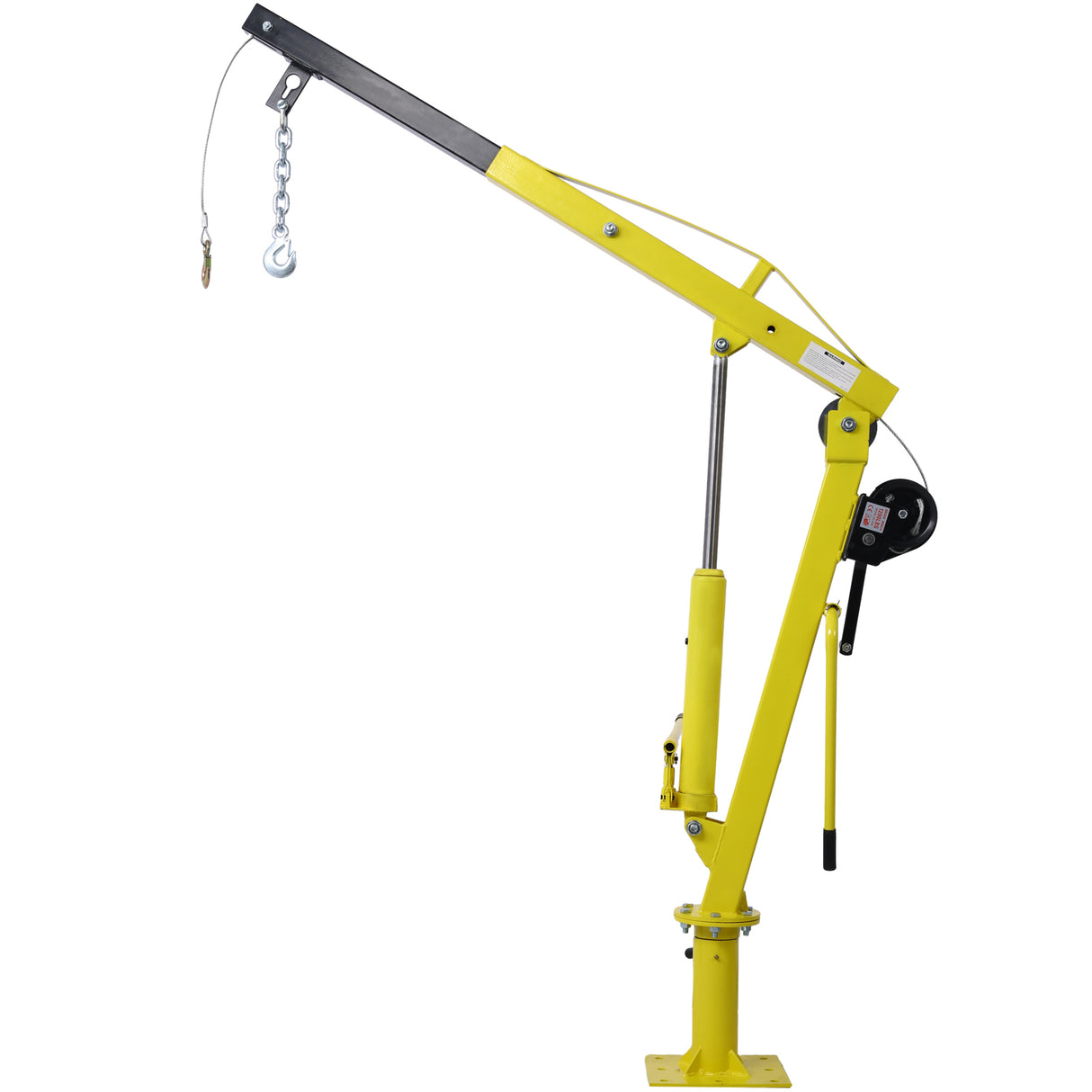 Hydraulic Pickup Truck Crane with Hand Winch Bed Hoist Jib 1000-Lb. Capacity Yellow