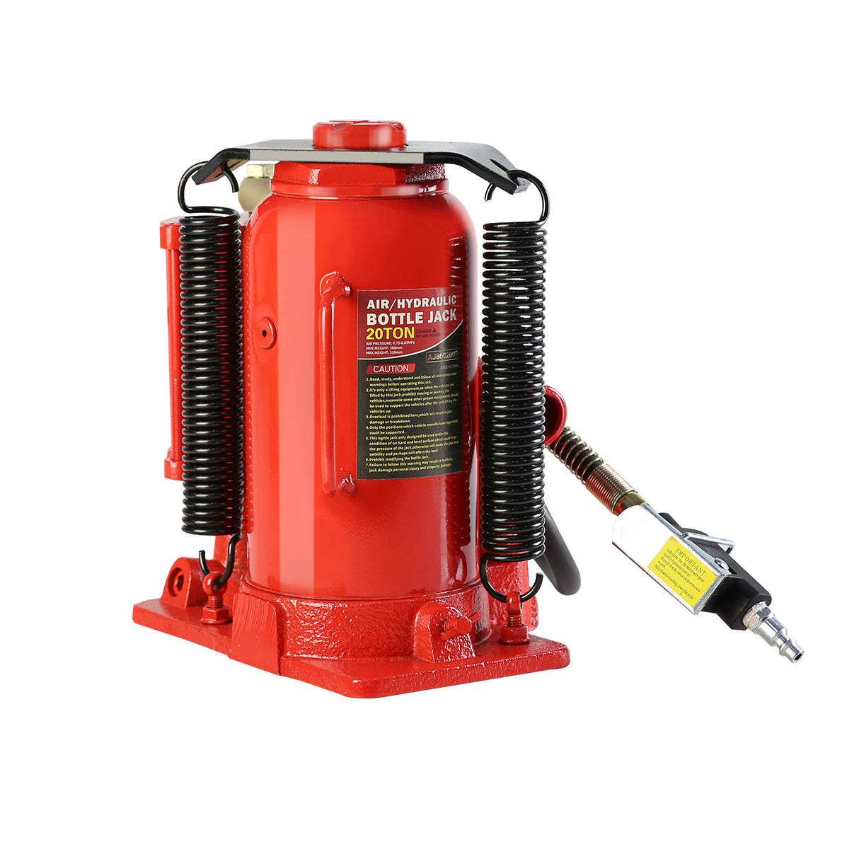 20 Ton Air Hydraulic Bottle Jack with Manual Hand Pump Used for The Maintenance of Automobiles Agricultural Vehicles Heavy Trucks Mobile Machinery and Heavy Equipment